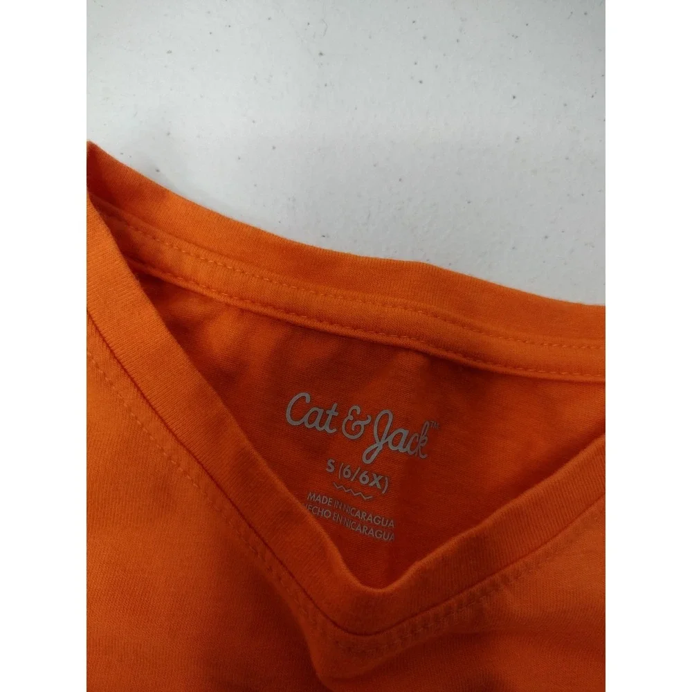 Cat & Jack Girls Orange Halloween Heart Pumpkin Ghost Long Sleeve Shirt Size S